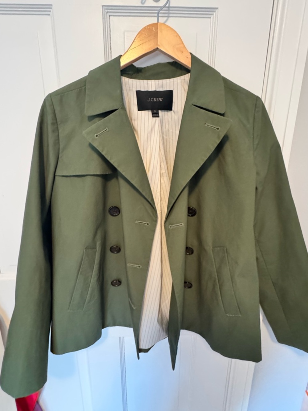 J. Crew Olive Green Double-Breasted Pea Coat - Picture 2 of 4